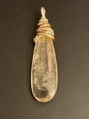 Vintage Clear Quartz Crystal Point Wire Wrap Pendant